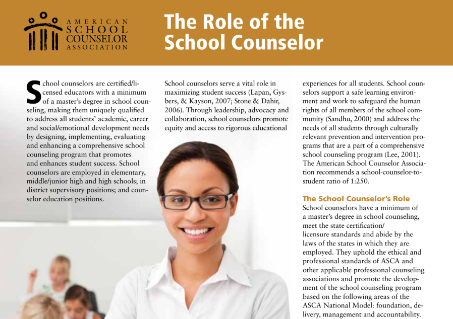 Click Button for Role of School Counselor